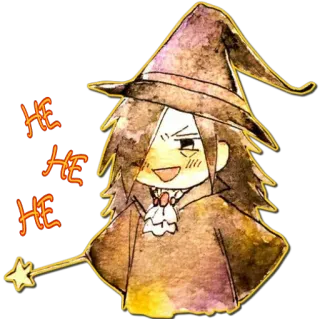 😈 f8389f6b He
He
He mago, cartone animato, magia, chibi, personaggio, cappello telegram sticker