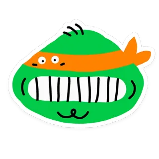 😬 ae77eafa stiker, kartun, hijau, oranye, mata, mulut, imut telegram sticker