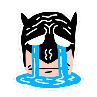 😭 bb7ab633 Batman Batman, menangis, sedih, pahlawan super, kartun, stiker, komik, DC Comics telegram sticker