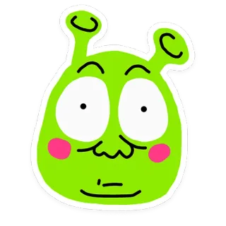 😳 deb06c08 kartun, hijau, alien, stiker, imut, lucu, wajah telegram sticker