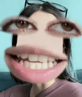 🕳 7ea3a485 gezicht, ogen, mond, tanden, bril, vervorming telegram sticker