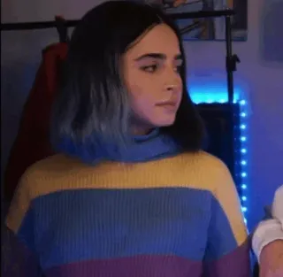 🕳 9b52aa71 persoon, vrouw, portret, binnen, trui, lang haar telegram sticker