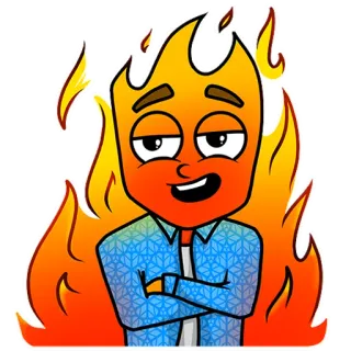 🔥 07aa3aad feu, flammes, personnage, dessin animé, orange, chaud, brûlant, personne whatsapp sticker