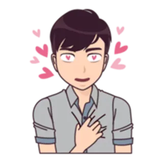 😍 666d8eb7 漫画, 愛, ハート, 男の子, アニメ telegram sticker