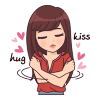 🙎 a889618b Love Hug Kiss 愛, ハグ, キス, 女の子, アニメ telegram sticker