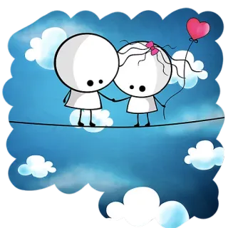 💗 0051a8d5 卡通, 爱, 浪漫, 火柴人, 云, 心, 情侣, 可爱 telegram sticker