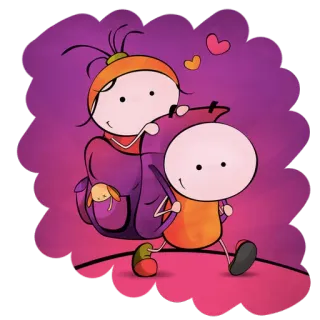 🏕 37d690ea 火柴人, 卡通, 爱, 心, 儿童, 友谊 telegram sticker