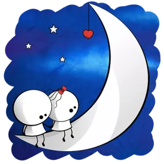 🌙 a142a502 爱, 月亮, 星星, 可爱, 卡通, 情侣 telegram sticker