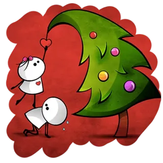🎄 c2a45785 圣诞节, 爱, 心, 树, 卡通 telegram sticker