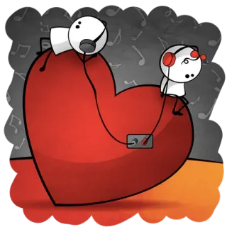 🎶 e14695bd 音乐, 耳机, 爱, 心, 卡通, 人物 telegram sticker