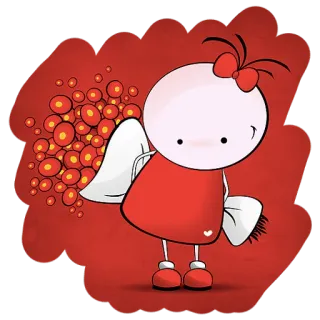 💐 ea78c6a9 卡通, 可爱, 角色, 蝴蝶结, 红色, 爱心 telegram sticker