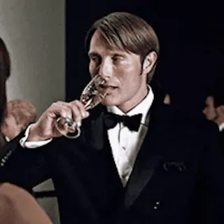 🍸 fc83f733 Hannibal Lecter Hannibal 汉尼拔·莱克特, 麦斯·米科尔森, 汉尼拔, 葡萄酒, 饮酒 telegram sticker