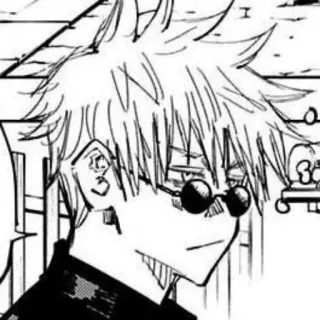 🗿 e0c3cbd4 Gojo Satoru Jujutsu Kaisen gojo satoru, anime, manga, jujutsu kaisen, charakter, zauberer, brille, haar telegram sticker