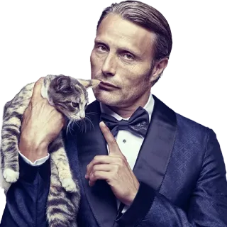 😼 0e1f1a27 Hannibal Lecter Hannibal Hannibal, Mads Mikkelsen, kat, elegant, televisie, personage whatsapp sticker