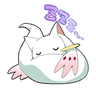 😴 8c34336f Kyubey Puella Magi Madoka Magica 애니메이션, 수면, 고양이, 마법소녀 telegram sticker