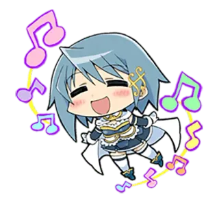 💃 8d03edea Sayaka Miki Puella Magi Madoka Magica 애니메이션, 치비, 마법소녀, 음악, 귀여운 telegram sticker