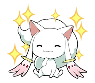 ✨ c5e98611 Kyubey Puella Magi Madoka Magica 애니메이션, 고양이, 마법소녀, 귀여운, 반짝이 telegram sticker