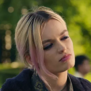 🌸 b1af2676 Maeve Wiley Sex Education Maeve Wiley, Sex Education, aktorka, blond włosy, Netflix telegram sticker