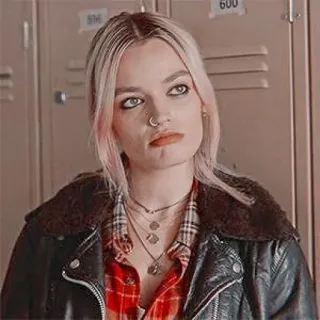 ✨ 34d36ec1 Maeve Wiley Sex Education Maeve Wiley, Sex Education, tóc vàng, áo da, tuổi teen, Netflix, nhân vật telegram sticker