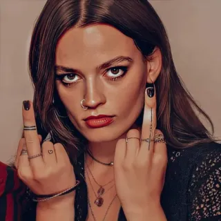 ✨ e7f80e60 ngón giữa, xúc phạm, thô lỗ, cô gái, phụ nữ, thái độ, cử chỉ, giơ ngón giữa telegram sticker