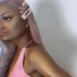 ☺️ a6f7cf2e kobieta, różowe włosy, piękno, portret, osoba, spinka do włosów, dziewczyna telegram sticker