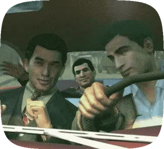 😃 65b5703f uomini, auto, guida, pistola, gangster telegram sticker