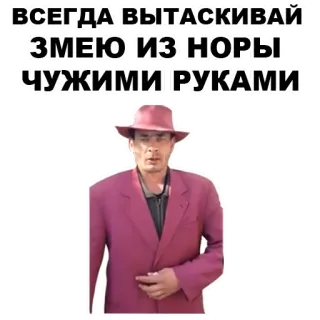 🐍 057e6bcf ВСЕГДА ВЫТАСКИВАЙ ЗМЕЮ ИЗ НОРЫ ЧУЖИМИ РУКАМИ whatsapp sticker