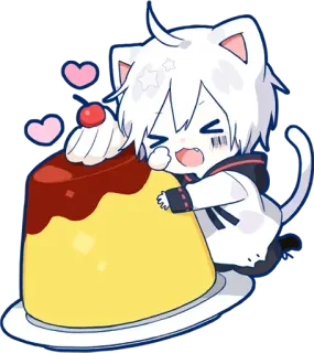 🎂 6248fd14 gatto, anime, dolce, carino, kawaii, budino telegram sticker