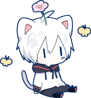 😶 685fe32f Anime, Gatto, Kawaii, Carino, Fiore, Chibi telegram sticker