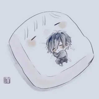 😴 8a5deeea anime, dormire, chibi, cuscino, carino, cartoni animati, kawaii telegram sticker