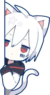 👀 944b9419 gatto, anime, adesivo, carino, capelli bianchi, codice a barre telegram sticker