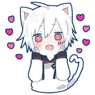 😍 4a45b2ef Anime, Gato, Corazones, Lindo, Kawaii, Pegatina, Manga, Dibujo animado telegram sticker