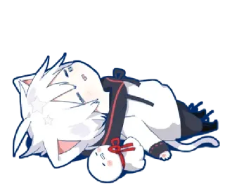 😴 caac6ea2 kucing, anime, chibi, imut, tidur, kawaii whatsapp sticker