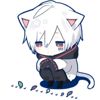 😕 7a7deba1 动漫, Q版, 猫耳少年, 卡哇伊, 可爱, 漫画 telegram sticker