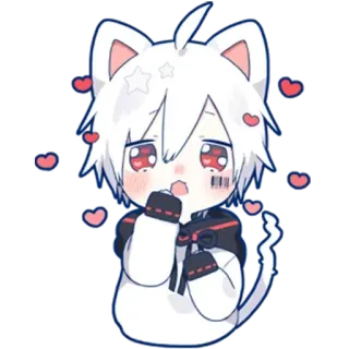 ❤️ a9c40a6b 动漫, 卡哇伊, 可爱, 漫画, 猫耳少年, Q版, 爱心 telegram sticker