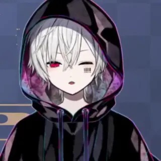 ☁️ 04975964 Аниме, Парень, Худи, Красный глаз, Штрихкод, Мультфильм whatsapp sticker