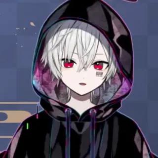 ☁️ 3f02dc8e Аниме парень, Толстовка, Красные глаза, Белые волосы, Штрих-код, Аниме, Персонаж whatsapp sticker