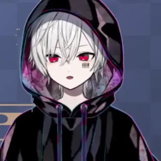 ☁️ 411b8f36 Аниме, Манга, VTuber, Худи, Персонаж, Красные глаза, Штрихкод whatsapp sticker