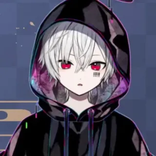 ☁️ 6b807b78 Аниме, Манга, Худи, Штрихкод, Красные глаза, Витубер whatsapp sticker