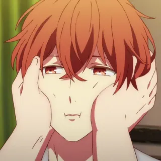 🎸 30a65dc9 애니메이션, 소년, 귀여운, 빨간 머리, 바보, 얼굴 telegram sticker