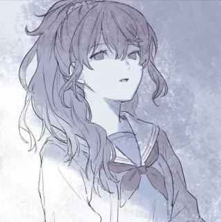 🕳 0420a527 Anime, Gadis, Seragam sekolah, Potret, Ilustrasi telegram sticker