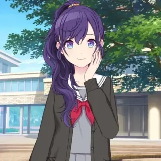 🕳 1ff5b129 Anime, Gadis, Seragam sekolah, Rambut ungu telegram sticker