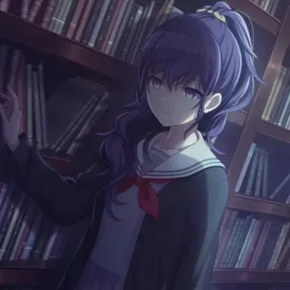 🕳 7187cdaf anime, gadis, perpustakaan, rak buku telegram sticker