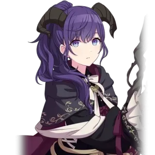 🕳️ adc9202b Anime, Wanita, Tanduk, Penyihir, Rambut ungu, Lengan panjang telegram sticker