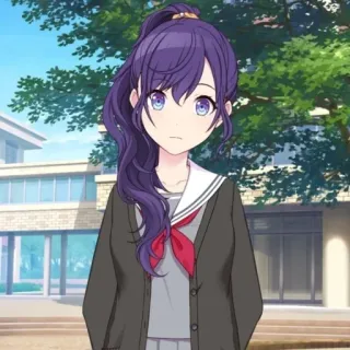 🕳 bf7fd4dd gadis anime, seragam sekolah, rambut ungu, anime, gadis, kartun telegram sticker