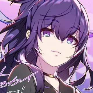 🕳 d6126cc7 ます anime, gadis, rambut ungu, choker, kawaii telegram sticker