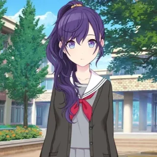 🕳 e8918d88 anime, gadis, rambut ungu, seragam sekolah telegram sticker