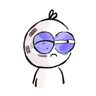 ☹️ 8dbaff48 triste, ferito, bende, cartone animato, personaggio, illustrazione, adesivo telegram sticker
