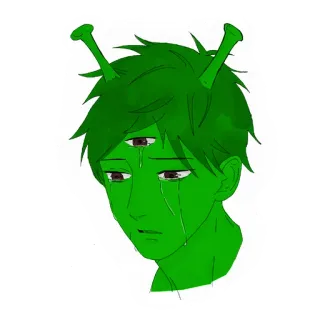 🥺 ddb7b996 alieno, piangendo, anime, tre occhi, verde, cartone animato, triste telegram sticker