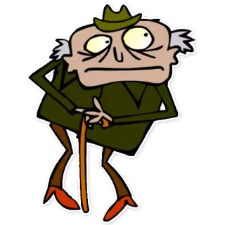 👴 8cc22ae2 Eustace Bagg Courage the Cowardly Dog cartoon, old man, cranky, hat, walking stick, Eustace Bagg, Courage the Cowardly Dog telegram sticker